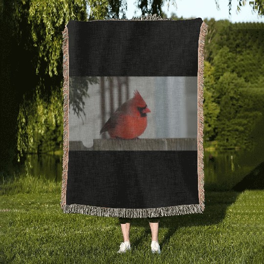 Brilliant Cardinal Bird 2 Woven Blankets