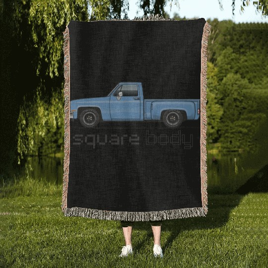 Square Body Light Blue Woven Blankets