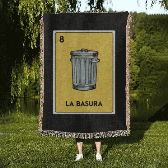 Mexican Lottery Bingo Game Card Fan La Basura Woven Blankets