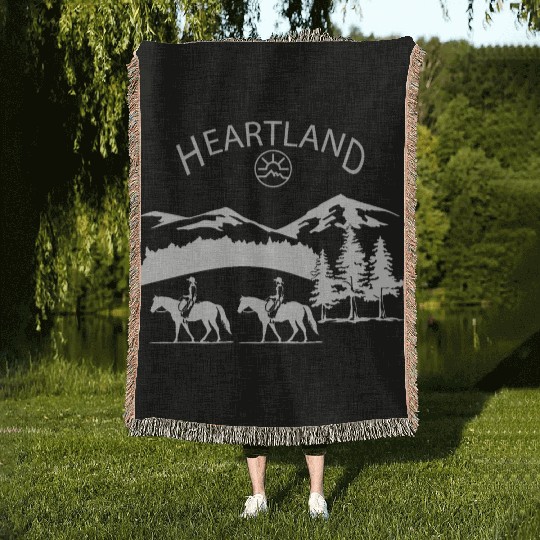 heartland ranch, heartland, sunset, vintage, retro Woven Blankets
