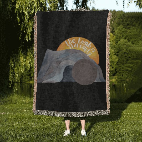 The tomb was empty Christian easter sunset Woven Blankets