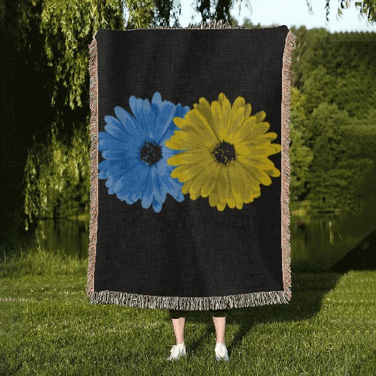 Stand With Ukraine Woven Blankets