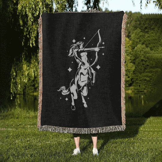 Centaur Girl Sagittarius Mom Daughter Woven Blankets