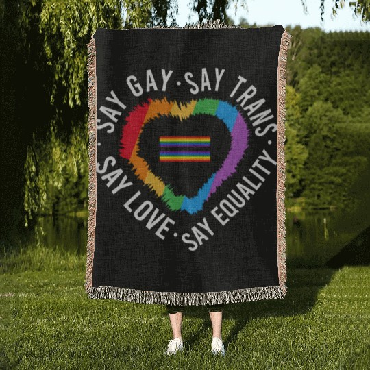 LGBT Transgender Pride Flag Gift Say Gay Say Trans Woven Blankets