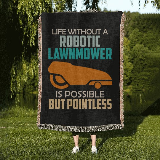 Lawn mowing robot Robot mower Woven Blankets