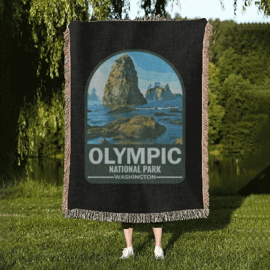 OLYMPIC national park Washington usa Woven Blankets