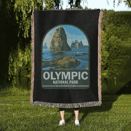 OLYMPIC national park Washington usa Woven Blankets