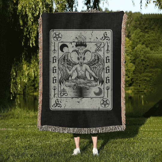 Lucifer Playing Card Woven Blankets