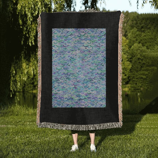 Marble Mosaic in Sapphire and Emerald Woven Blankets