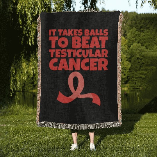 It Takes Balls To Beat Testicular Cancer Woven Blankets