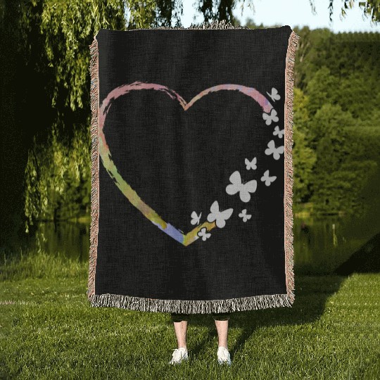 Butterfly Heart Cute Gardening Butterflies Woven Blankets