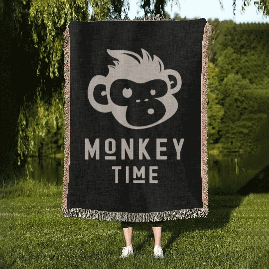 It's Monkey Time Cute Funny Monkey Face Woven Blankets