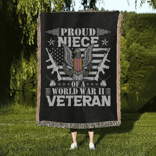 Proud Niece of a World War Il Veteran Woven Blankets