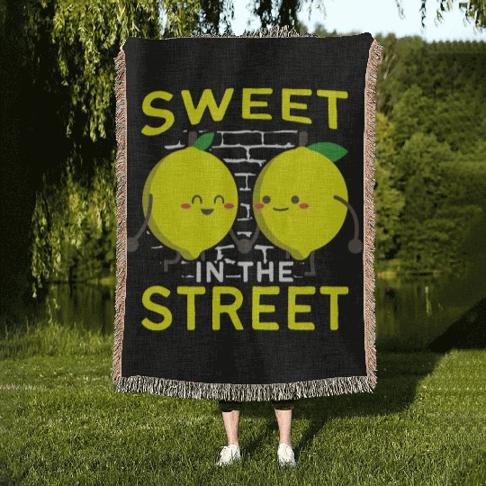 Sweet In The Street Sell Lemonade Funny Lemon Woven Blankets