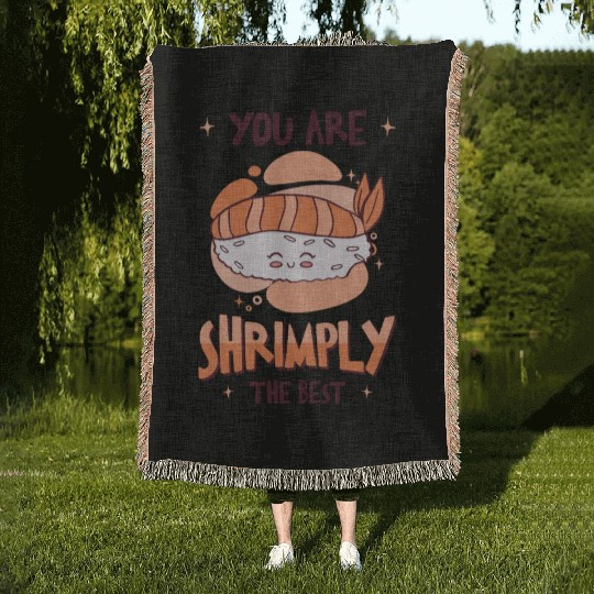 Asian Food Sushi Shrimp Food Sushi Lover Woven Blankets