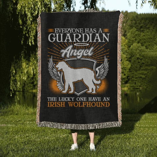 Irish Wolfhound Guardian Angel Woven Blankets