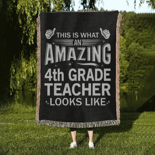 Amazing 4th Grade Teacher Woven Blankets