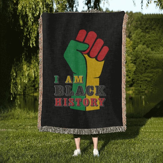 I Am Black History, Juneteenth, Freedom Day Woven Blankets