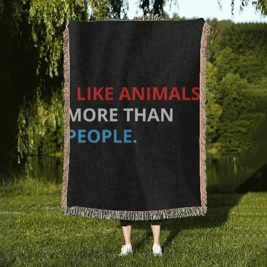 I Like Animals More Than People (Red, White & Blue Woven Blankets