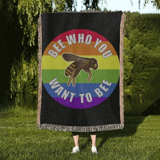 Gay Pride Bee Who You Want To Bee Woven Blankets