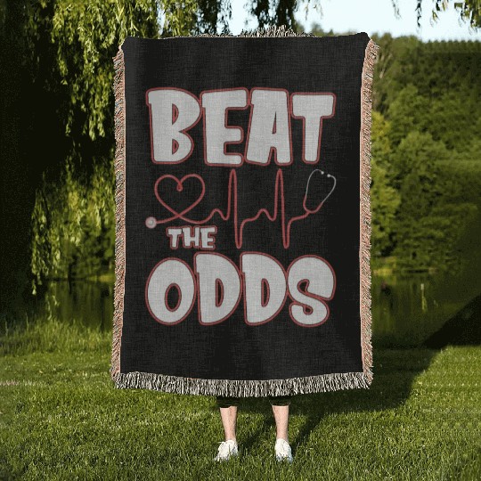 Beat The Odds Funny Nurse Sarcasm Saying Woven Blankets