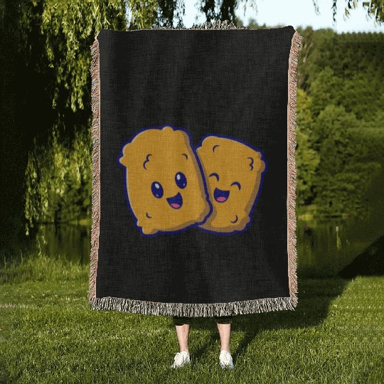 Chicken Nuggets Fast Food Funny Saying Woven Blankets