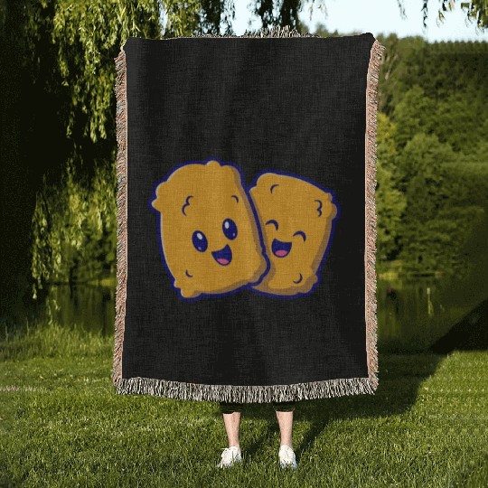 Chicken Nuggets Fast Food Funny Saying Woven Blankets