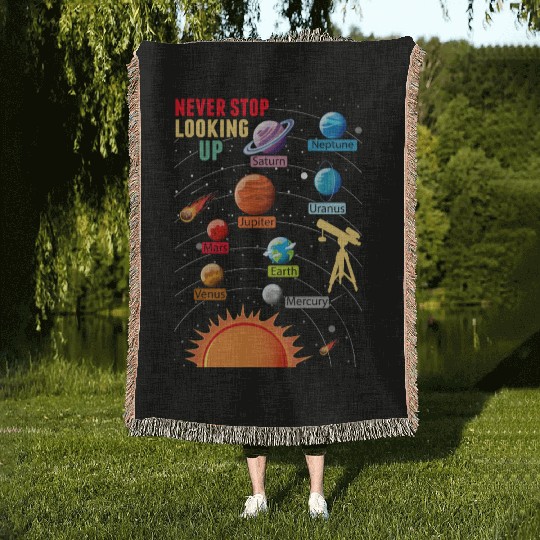Telescope Solar System Planets Astronomy Lover Woven Blankets