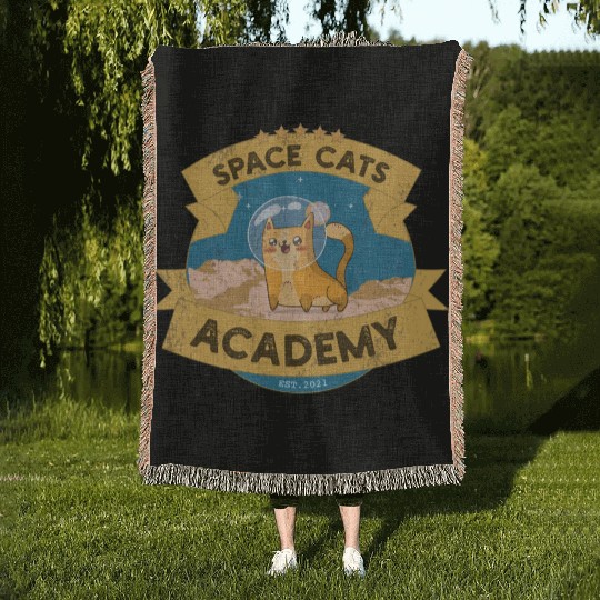 Space Cats Academy Woven Blankets
