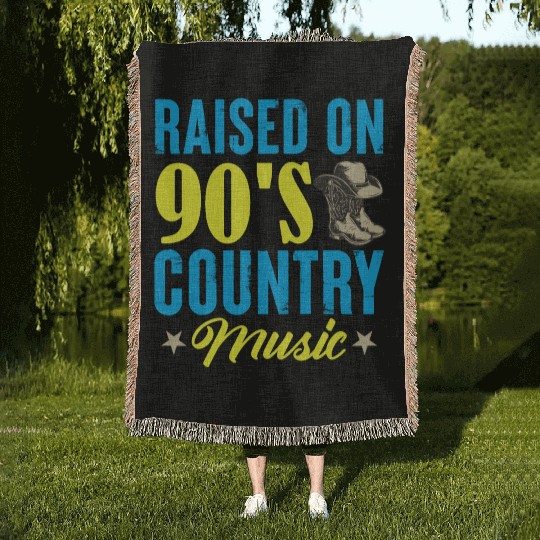 Raised On 90's Country Music Cowboy Cowgirl Woven Blankets
