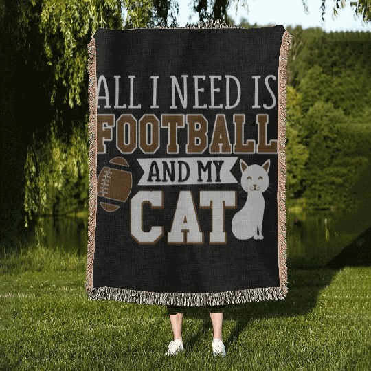 Sunday Football All I Need Is Football And My Cat Woven Blankets