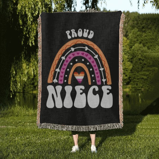 Proud Niece Lesbian Pride Rainbow Woven Blankets