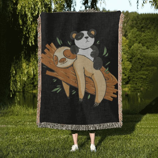 Sloth and Panda Woven Blankets