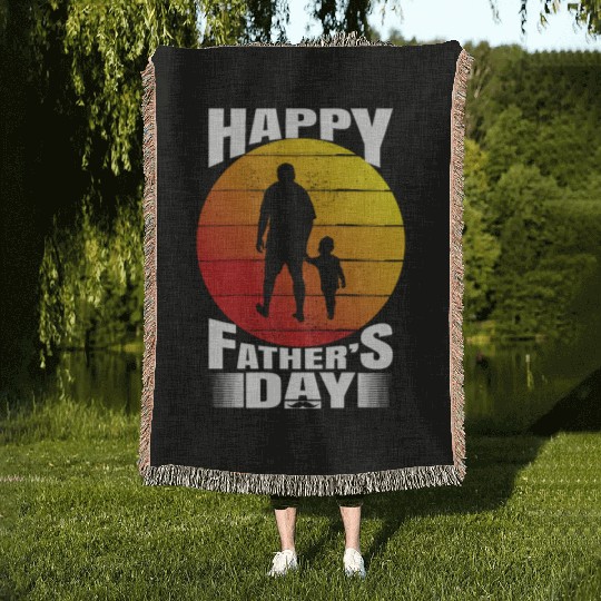 Happy fathers day. Retro style fathers day. Woven Blankets