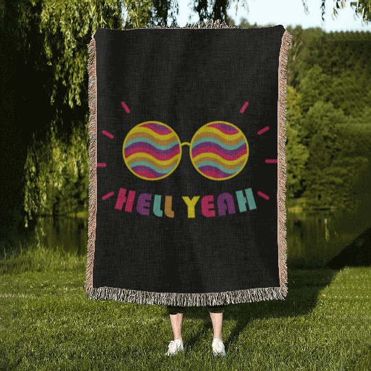 Pride Month - Hell Yeah - Rainbow Glasses Woven Blankets
