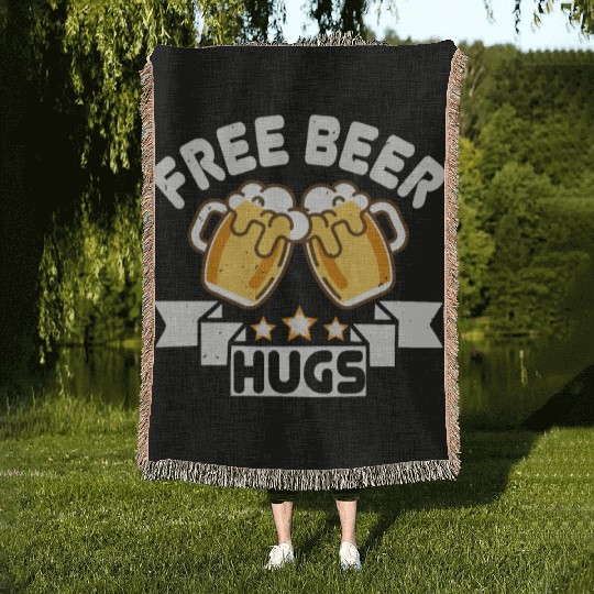 Free beer hugs Woven Blankets
