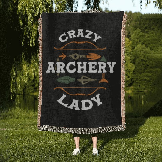 Crazy Archery Lady Archer Woven Blankets