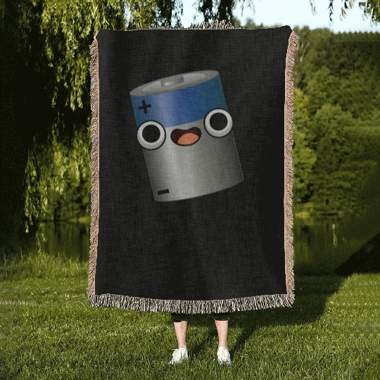 Stay Positive Funny Battery Pun Woven Blankets