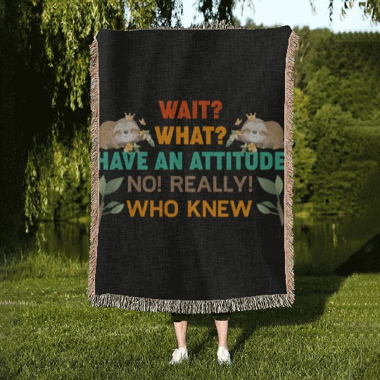 Sloth Sloths, Trees, Attitude Woven Blankets