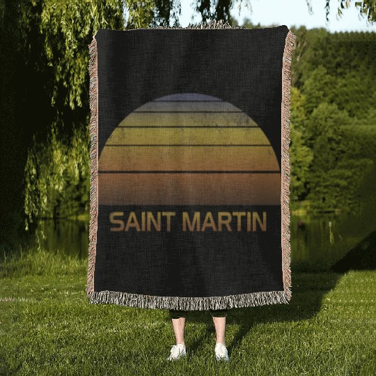 Vintage Sunset Family Vacation Souvenir Saint Woven Blankets