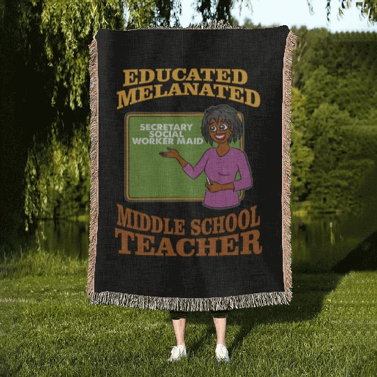 Educated Melanated Middle School Teacher Woven Blankets