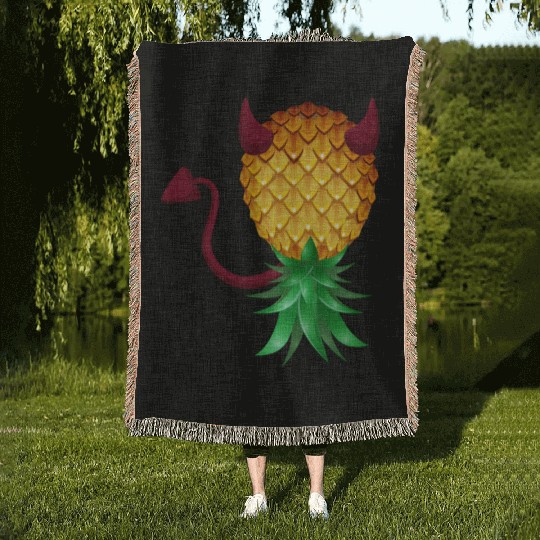 Swinger Upside Down Bad Pineapple Devil Horn Woven Blankets