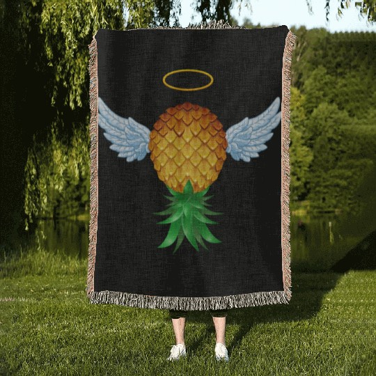Cute Swinger Upside Down Pineapple Angel Wings Woven Blankets