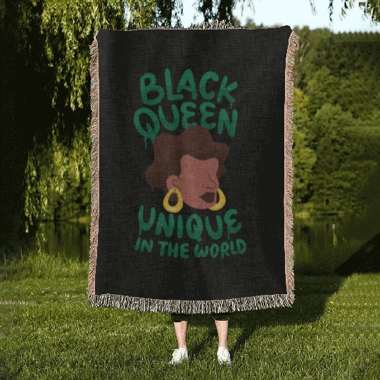 Black unique in the world Queen Black queen unique Woven Blankets