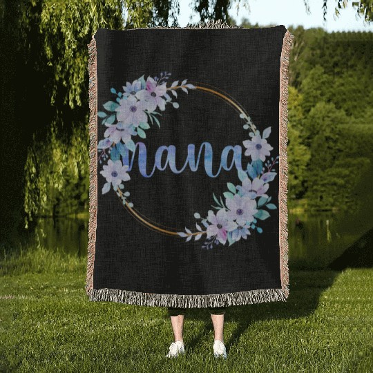 Nana Flowers Cute Gardening Grandma Woven Blankets
