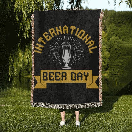 international beer day Woven Blankets
