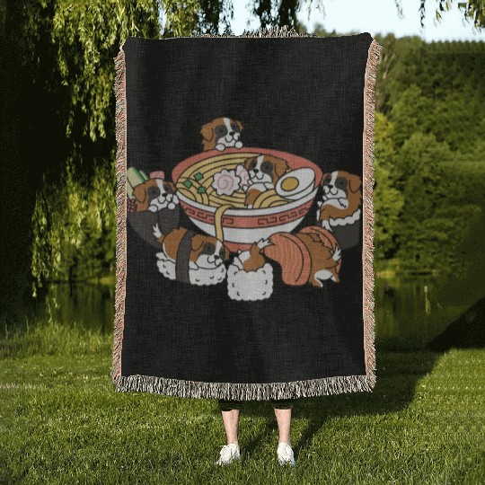 Saint Bernard Ramen Sushi Woven Blankets