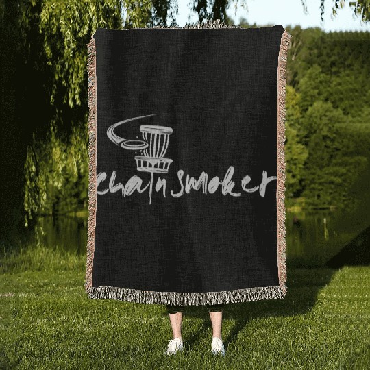 Disc Golf Chain Smoker Funny Frisbee Vintage Gift Woven Blankets