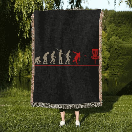Disc Golf Evolution Frolf Frisbee Gift Discgolf Woven Blankets