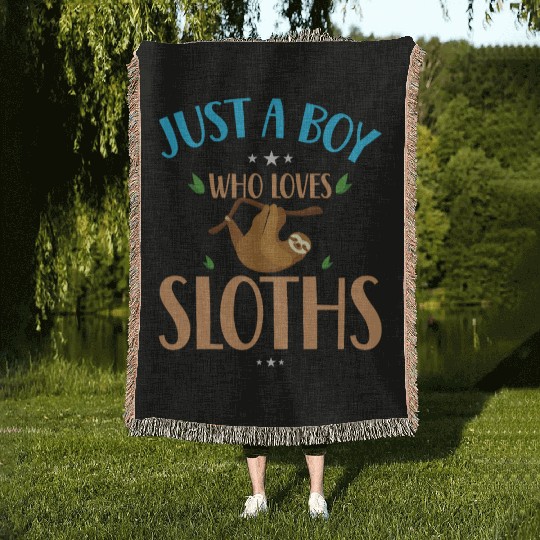 Sloth Sloths, Boy, Trees Woven Blankets